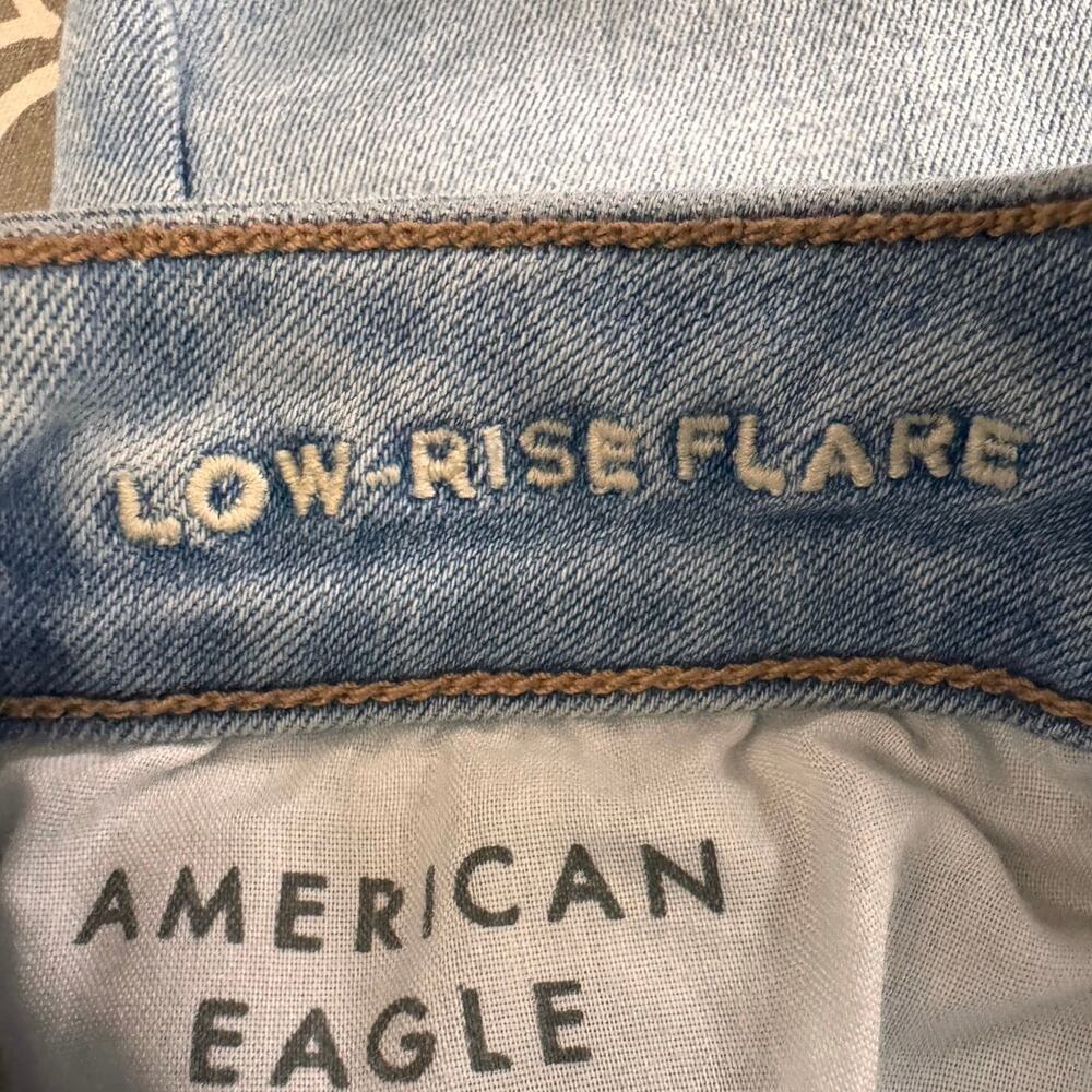 American Eagle Flare Leg Jeans Women’s 0 Distressed Boho Western Low Rise Y2K - Picture 3 of 12